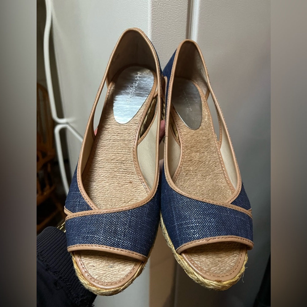 Donald J. Pliner Denim and Tan Espadrilles